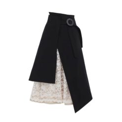 Layered Skirt With White Lace Detail Black Zo7