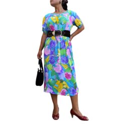 Colorful Floral Midi Dress Zo23