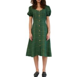 Green Linen Midi Dress Zo25