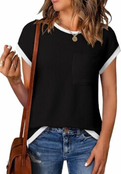 Color Block Ribbed Knit Tee ZO41