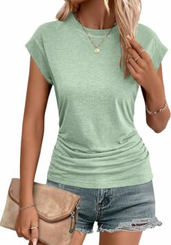 Ruched Cap Short Sleeve Tee ZO43