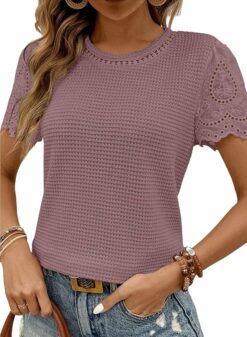 Waffle Knit Jacquard Blouse ZO45