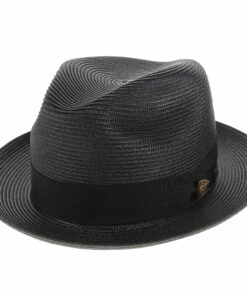 Black Straw Fedora Hat