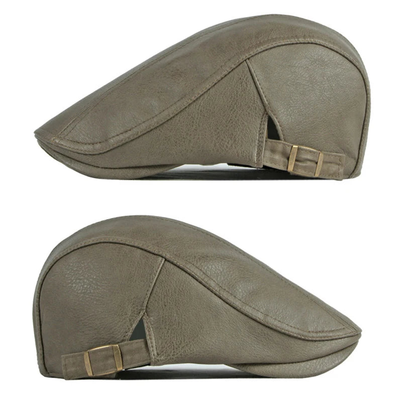 Classic PU Leather Flat Cap - Image 3