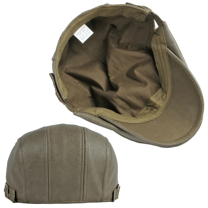 Classic PU Leather Flat Cap - Image 4