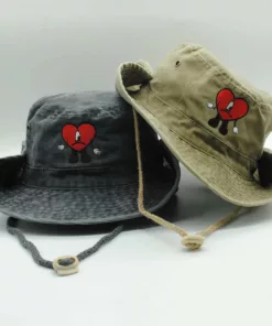 Denim Bucket Hat Foldable Embroidered Pot Hat