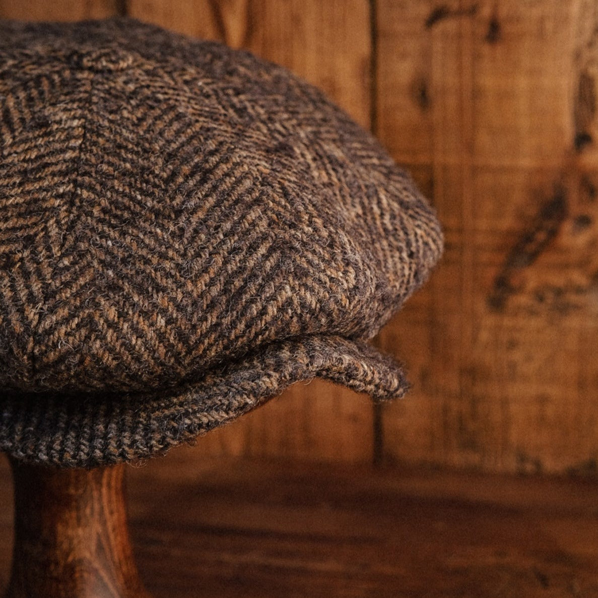 Eight Piece Walnut Herringbone Wool Newsboy Cap - Image 3