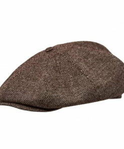 Eight Piece Wool Newsboy Cap-Brown Tweed