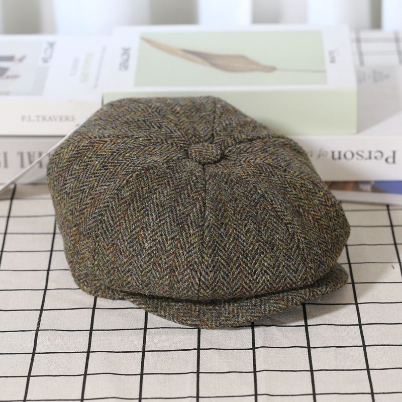 Elegant Tweed Wool Newsboy Cap - Image 4