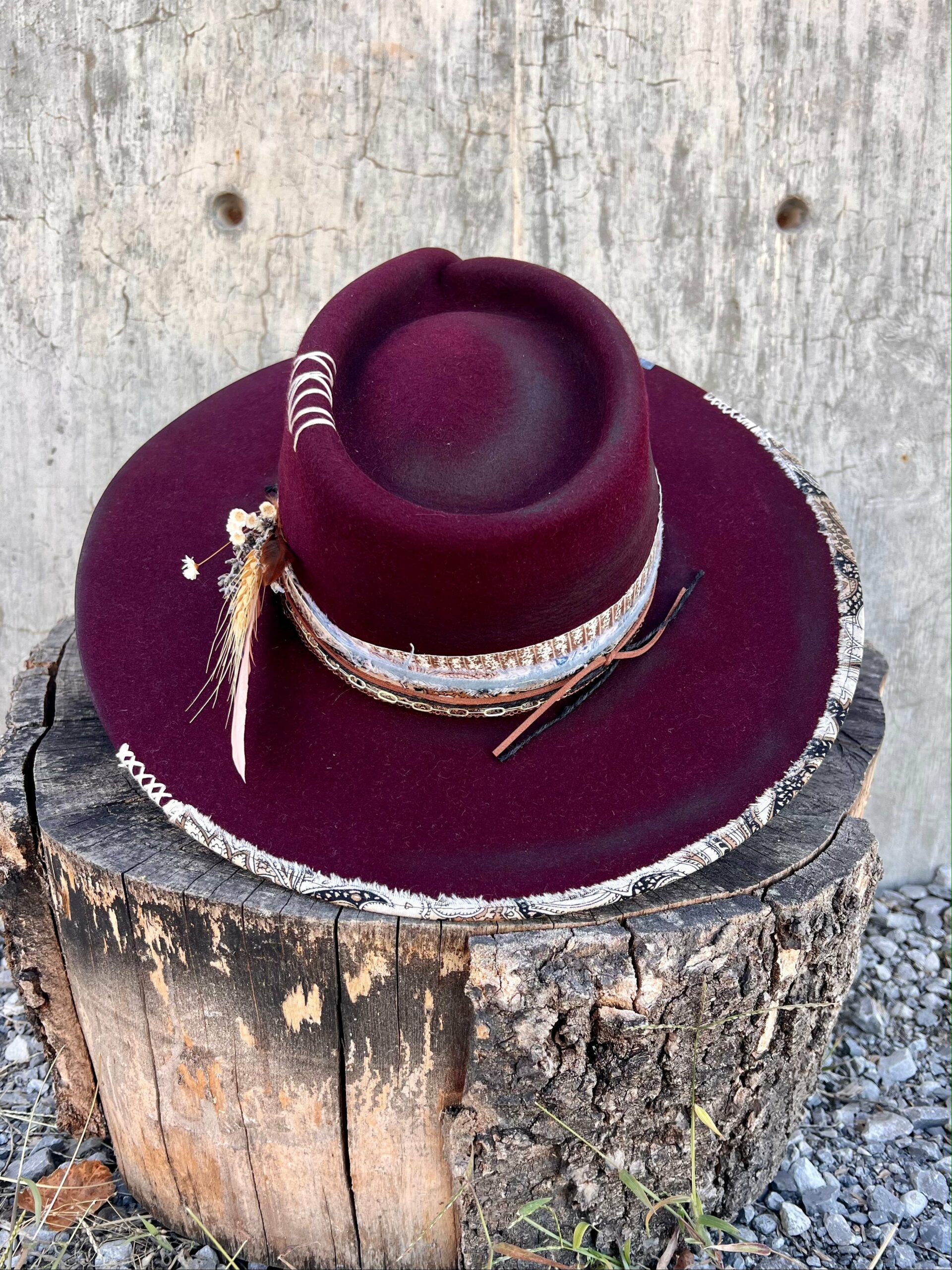 Mulled Wine Vintage Felt Wide Brim Hat - Image 4