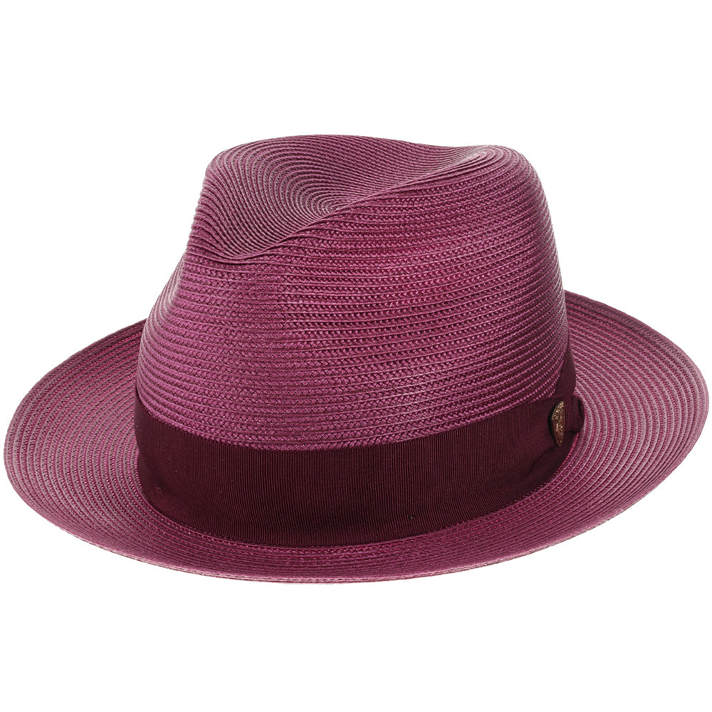 Navy Blue Straw Fedora Hat - Image 15