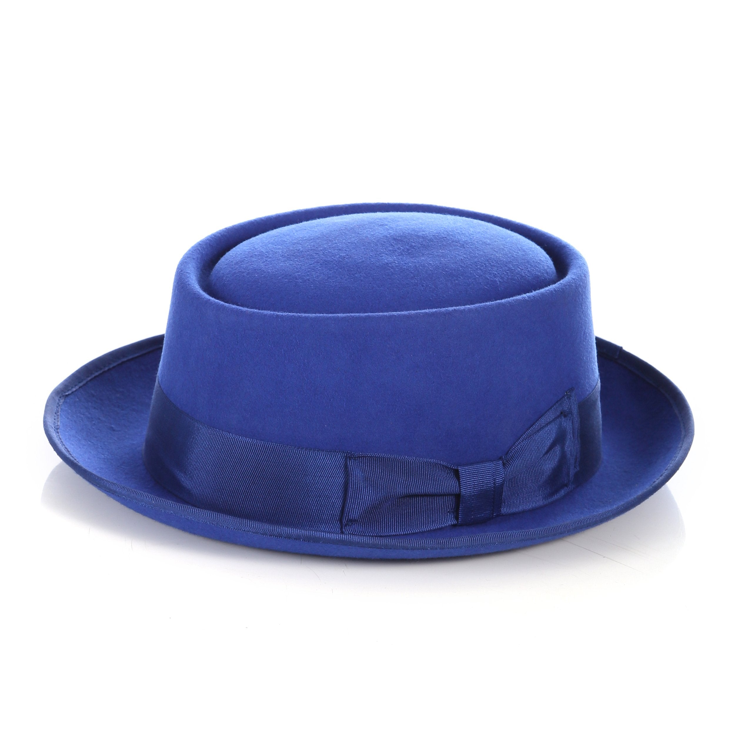 Royal Blue Wool Felt Pork Pie Hat - Image 2