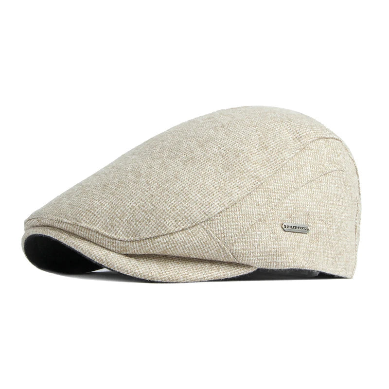 Stylish Solid Color Wool Flat Cap - Image 5