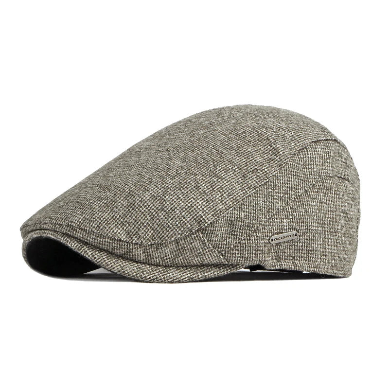 Stylish Solid Color Wool Flat Cap - Image 4