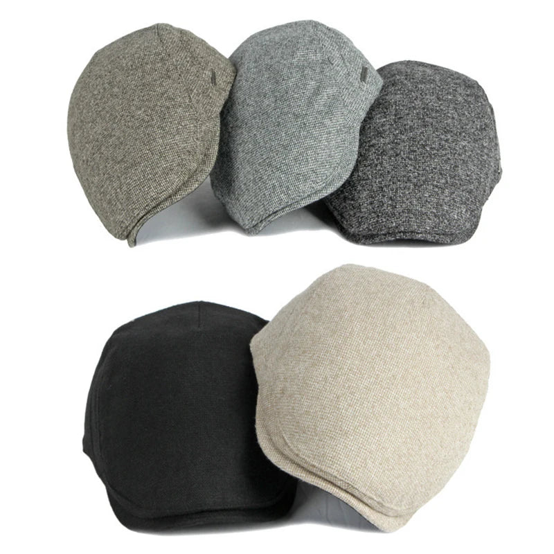 Stylish Solid Color Wool Flat Cap - Image 8