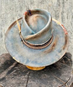 Tempered Teal Vintage Wide-Brimmed Felt Hat