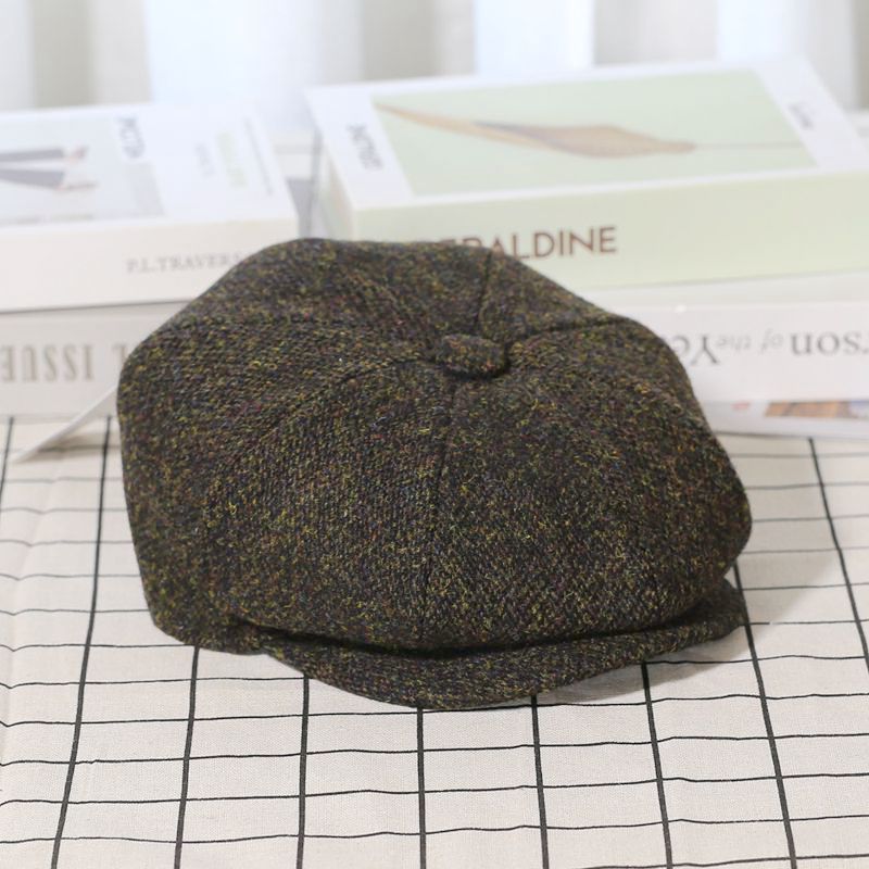 Trendy Vintage Tweed Wool Newsboy Hat - Image 8