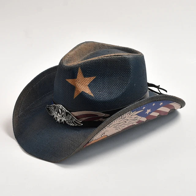 Vintage Straw Western Cowboy Hat Jazz Hat - Image 7