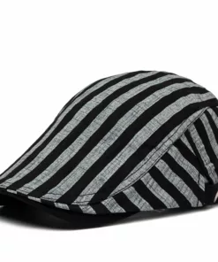 Vintage Stripes Plaid Cotton Visor Flat Cap