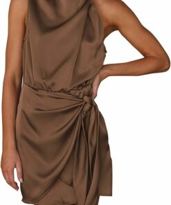Dark Brown Satin Party Dress ZO22