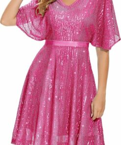 Fuchsia Bat Sleeves Cocktail Dress ZO26