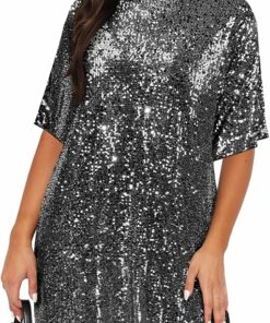 Sparkly Half Sleeve Loose Party Dress ZO14