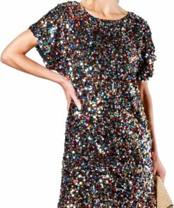Women's Crewneck Sequin Shift Dress ZO10