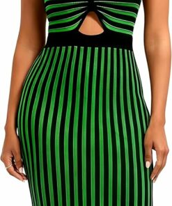 Green Knit Straps Sexy Mini Dress ZO20