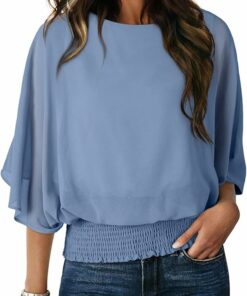 Blue Boat Neck Office Top ZO98