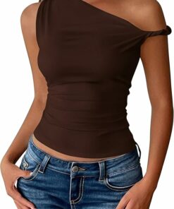 Brown Off The Shoulder Top ZO56