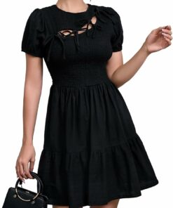 Casual Smocked Mini Dress ZO65