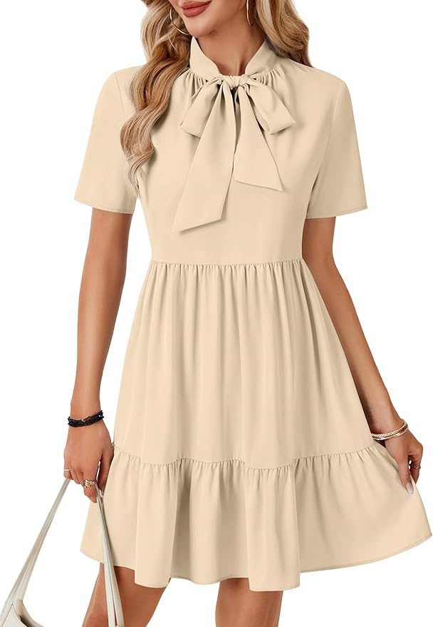 Women's Bow Tie Neck Dress ZO64