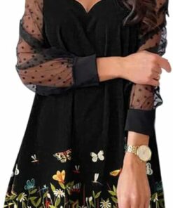 Women’s V Neck Floral Print Mini Dress ZO75