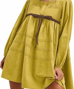 Yellow Bow Tie Babydoll Dress ZO68