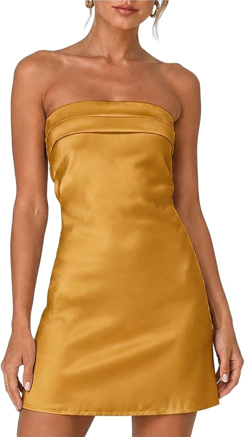 Orange Backless Strapless Tube Mini Dress ZO121
