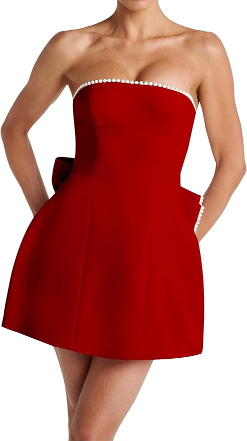 Red Sexy Strapless A-Line Mini Dress ZO123
