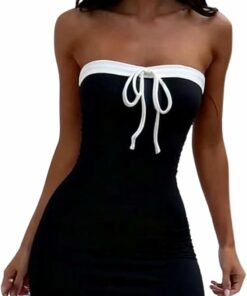 Tie Front Strapless Sleeveless Mini Dress ZO127