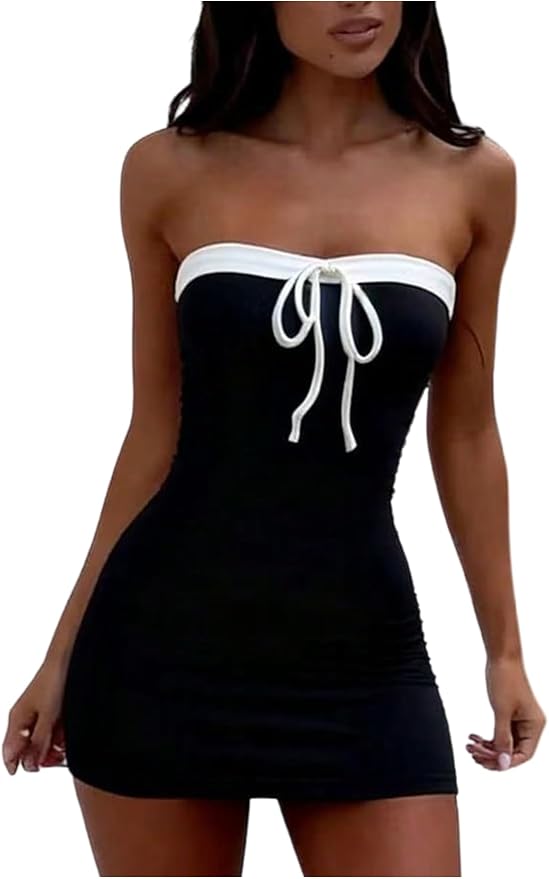 Tie Front Strapless Sleeveless Mini Dress ZO127